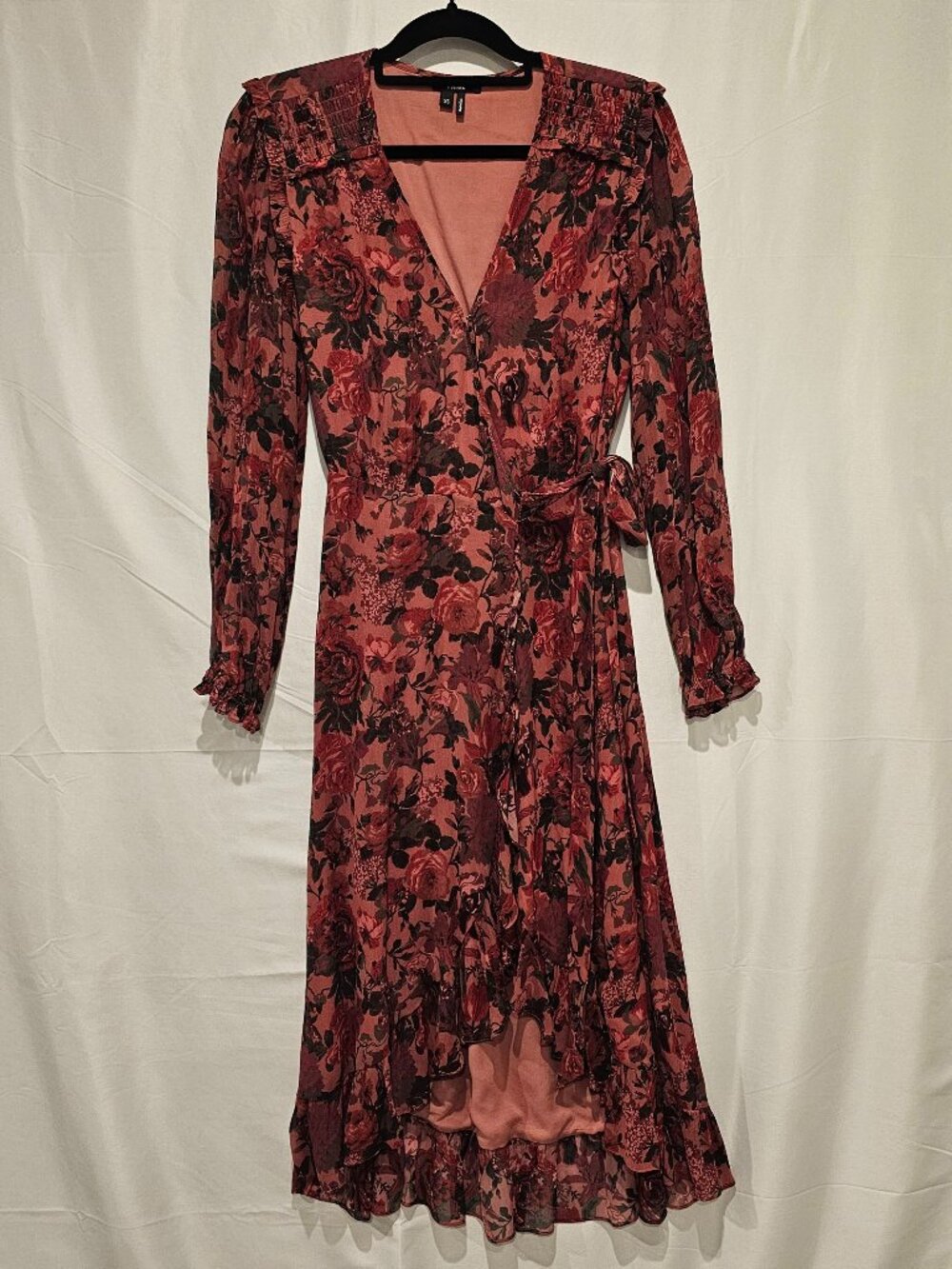 PAIGE Women's Red Multi Rose Print Silk Dress Size XS Floral Sleeveless